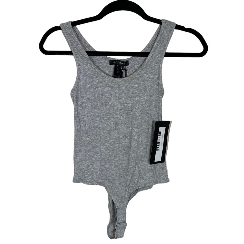 NWT Olivaceous Gray Ribbed Thong Bodysuit